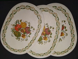 Vintage 3 PLACEMATS Matches Anchor Hocking Fall Harvest Vegetable VGUC - Picture 1 of 5