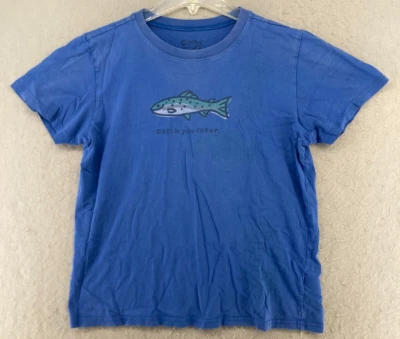 Camiseta Life is Good Kids YOUTH XL Azul Atrápate Later Peces Exterior Foto 1 de 4