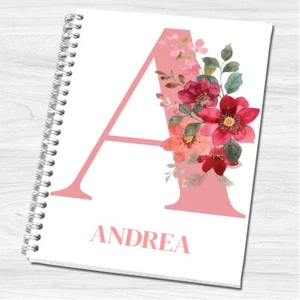 Blocco note notebook A4 rilegato a filo rosa iniziale notebook personalizzato - Foto 1 di 7