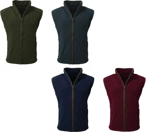 Mens Sleeveless Stanton Fleece Gilet Contrast Piping Zip Up Collared Waistcoat - Picture 1 of 10