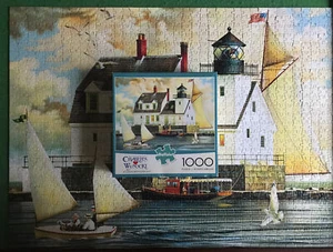 Rockland Breakwater Light - 1000 Piece Puzzle By C Wysocki - Complete - Imagen 1 de 1