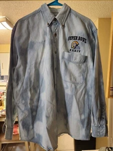Vintage Lee Sport Los Angeles Rams Shirt Männer M blau Denim verblasst Knopf oben 90er NFL - Bild 1 von 6