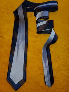 VIVIENNE WESTWOOD ~ MENS SILK DRESS TIE ~BLUE BROWN & SILVER ~XL TALL LONG ~ 61" - Picture 1 of 5