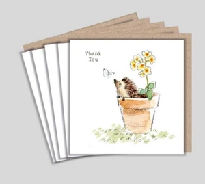 Erizo en olla Thank You Notelets - 5 tarjetas de felicitación ilustradas con sobres - Imagen 1 de 3