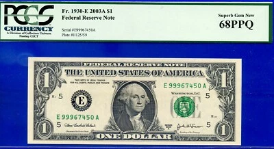 2003A $1 Federal Reserve Note PCGS 68PPQ top pop 1/0 Richmond EA block Fr 1930-E - Image 1 of 3