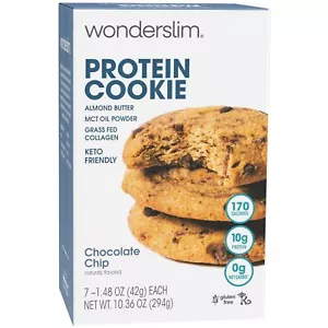 Galleta de proteína Wonderslim, chispas de chocolate, apta para cetogénicos, baja en carbohidratos, sin gluten - Imagen 1 de 9