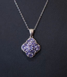 New Sterling Silver and Radiant Amethyst Pendent on 19 1/2" sterling chain - Picture 1 of 9
