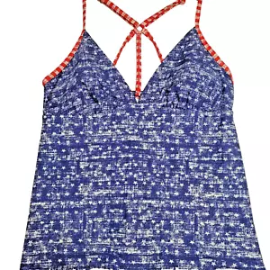 Mossimo Womens Swim Top Small Racerback Tankini Red White Blue USA July 4th - Picture 1 of 5