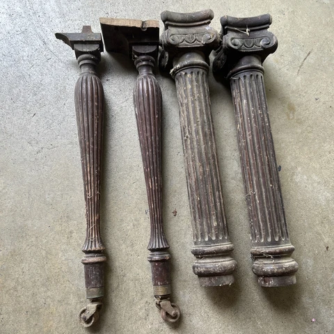 Antique Set of 4 Wood Salvage Coffee Table Legs - 22 Inches * Farm Fresh Cover