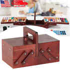 Wooden Sewing Box Expandable Accordion Jewelry Storage Basket Organizer Vintage