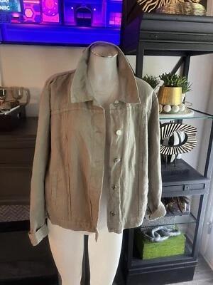 Chaqueta de Camionero Estilo Denim Algodón Lino Gris Mujer C Foto 1 de 4