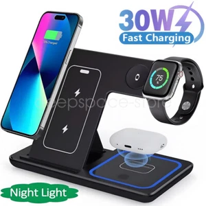 3in1 Wireless Charger for iPhone Apple Watch Airpod Fast Charge Dock Phone Satnd - Zdjęcie 1 z 22