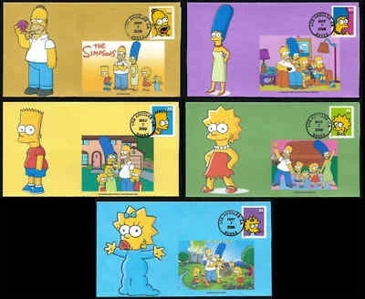 USA, SCOTT # 4399-4403, SET OF 5 FDC COVERS THE SIMPSONS FOX CARTOON SHOW UNIQUE - Image 1 of 4