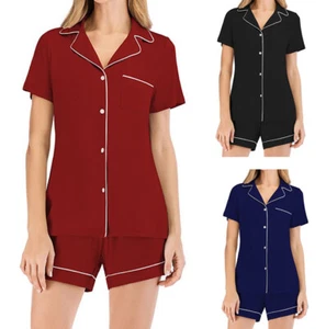 Damen Komfort T-Shirt Shorts Loungwear Set Nachtwäsche Heim Nachtwäsche Pyjama - Bild 1 von 19