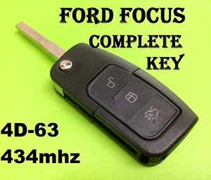 Remote flip car key transponder suitable for Ford Focus Focus 4d-63 - Picture 1 of 6