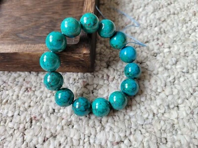 Натуральный хризоколла драгоценный камень круглый браслет бисер браслет 15 мм кварц малахит  - Изображение 1 из 4