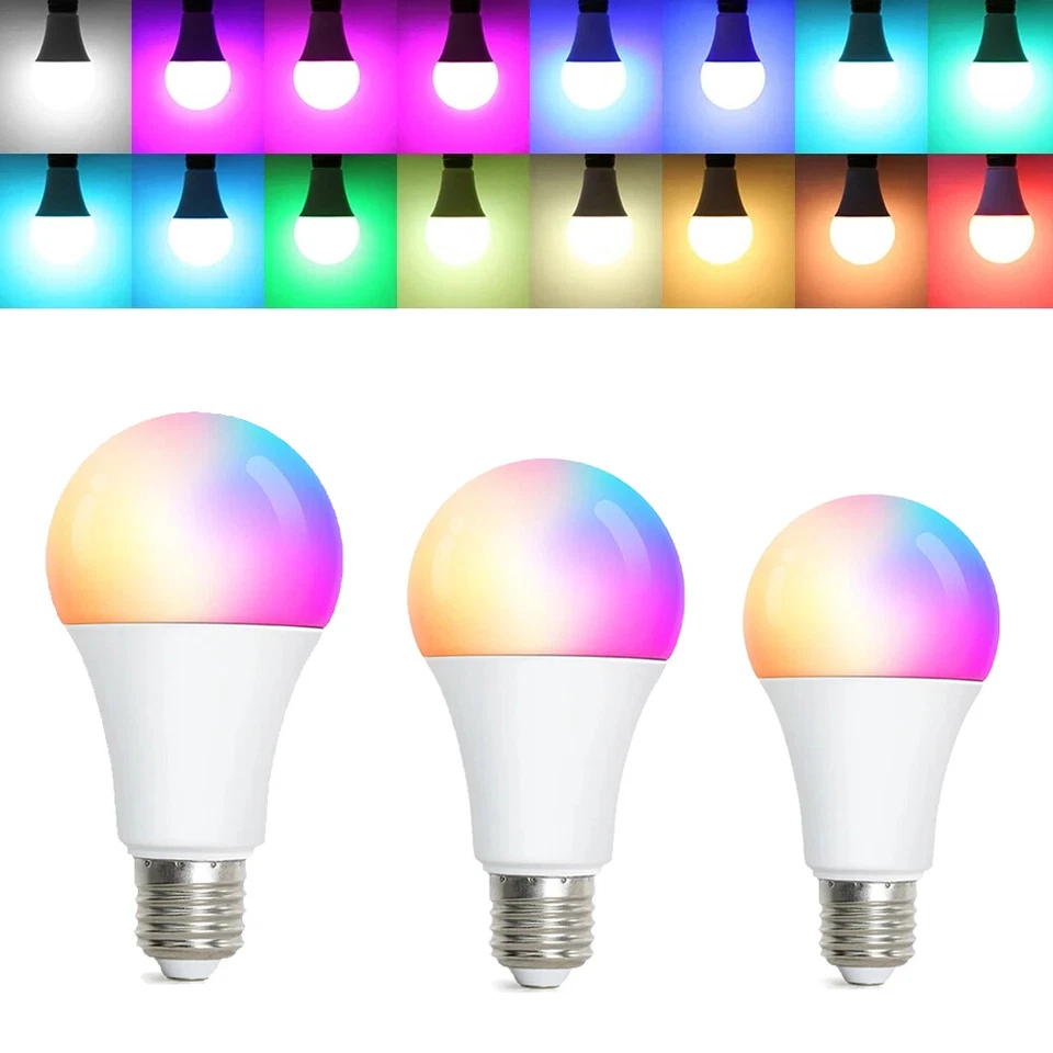 Stepless Dimming E27 RGB Globe Bulbs A60 7W A65 9W A70 12W 165V-265V LED Lamp - Image 1 of 1