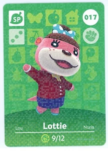 Lottie 017 - Amiibo Card - Animal Crossing Series 1 - Authentic Nintendo 9/12 NM - Picture 1 of 2