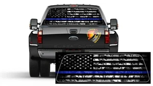 American Flag Camouflage Thin Blue Line Rear Window Graphic Decal Sticker Truck - Picture 1 of 4