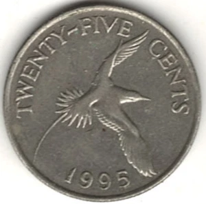 1995 TWENTY-FIVE CENTS ~ BERMUDA ~ B-196 - Picture 1 of 4