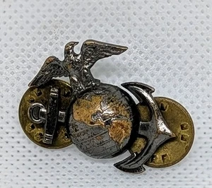 Vintage USMC Marine Officer Right Side Collar Pin Eagle Globe Anchor No Rope - Picture 1 of 7
