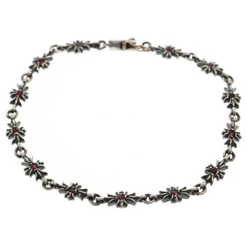 BRACCIALE CHROME HEARTS TNY E CH PLS RUBY SMALL ECH PLUS PAVÈ ARGENTO 13LINK U