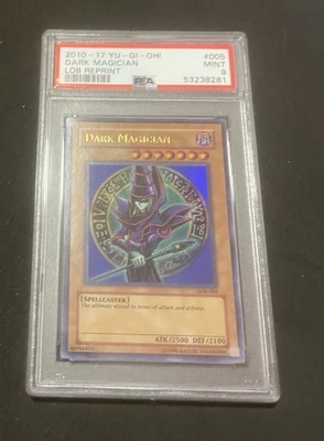 YuGiOh Legend of Blue Eyes - DARK MAGICIAN LOB-005 Reprint Unlimited PSA 9 MINT! - Image 1 of 3