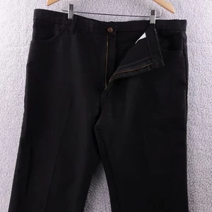 Vintage Wrangler 82BK Mens Black Polyester Pants Size 42x30 Cowboy Dress Pants - Picture 1 of 7