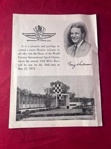 RARE Original 1972 Indy 500 Museum Program AL UNSER FEATURE 12 PP Mailer! Racing - Picture 1 of 6