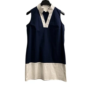 STS Sail to Sable Dress Womens L Blue White Trim Shift Nautical Coastal Preppy - Picture 1 of 7