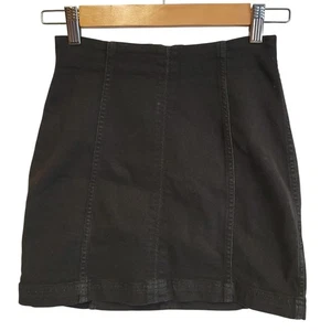 Free People schwarzer Denim-Minirock Damen Grunge Goth Festival Utility Größe 0 - Bild 1 von 7