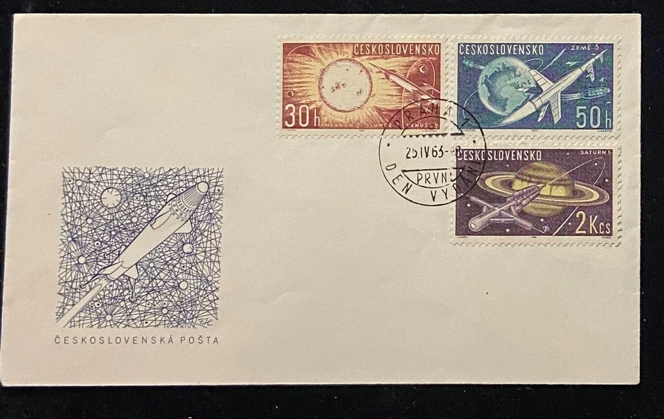 Propaganda stamps SPACE FDC Original Stamped Cover.1963.Soviet Czechoslovakia . - Image 1 of 1