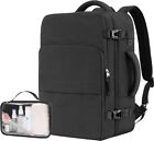  Travel Backpack, Lightweight Personal Item Bag for Airlines, Carry Large Black