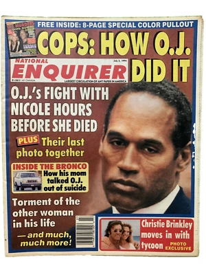NATIONAL ENQUIRER vintage tabloid magazine OJ SIMPSON -INSIDE BRONCO JULY 5 1994 - Image 1 of 2