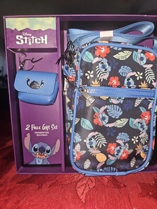 STITCH BY DISNEY 2 Piezas Conjunto de Regalo Bandolera/Bolsa Tecnológica Azul/Negro/NUEVO EN CAJA - Imagen 1 de 6