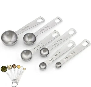 Set of 6 pc Heavy-duty Stainless Steel Measuring Spoon Kitchen Gadget  - Picture 1 of 4