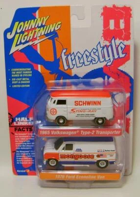 1965 '65 VW TYPE 2 1976 '76 ECONOLINE FREESTYLE V/A 2 PACK JOHNNY LIGHTNING 2023 - Image 1 of 2