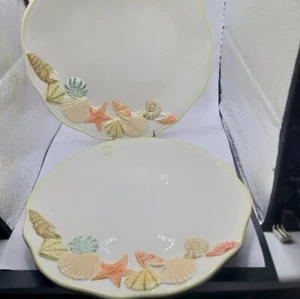 Florida Marketplace Sandy Shores 3d dinner plates. Set of 2. Beachhouse - Picture 1 of 4