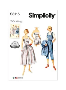 SIMPLICITY 3115 MISSES 1950's PLAYSUIT & SKIRT Sewing Pattern SIZES 6-14 & 16-24 - Picture 1 of 5