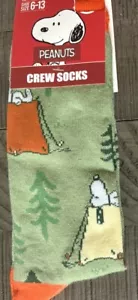 Peanuts Snoopy Camping Character Socks Funny Cartoon Socks Men’s Size 6-13 - Picture 1 of 2