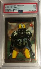 1990 Action Packed Rookie Card Update #10 LEROY BUTLER HOF ROOKIE CARD PSA NM 7