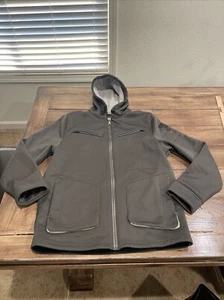 Under Armour Jacket Mens Sz Med Gray  Full Zip Hooded Pockets Logo Waffle - Picture 1 of 13