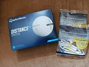 TAYLORMADE DISTANCE+ GOLF BALLS, PLUS 2 PACKAGES OF TEES FREE - Picture 1 of 2