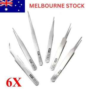 Eyelash Extension Stainless Steel Tweezer Pointed Curved Tip Tool for Kit 6 Pack - Picture 1 of 2