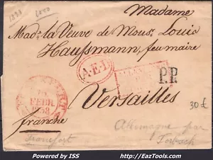 ALLEMAGNE MARQUE POSTALE POUR VERSAILLES AVEC CAD ROUGE FRANCFORT DU 15/02/1838 - Picture 1 of 2