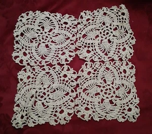 Vintage/Handmade 8.5 in. X 8.5 in. Ecru/Off White Square Shaped Crocheted Doily - Picture 1 of 1