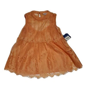 Canottiera Arizona Sunbaked Peach arancione senza maniche pizzo nuova con etichette piccola junior - Foto 1 di 11