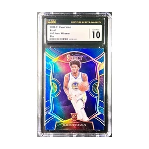 James Wiseman 2020-21 Panini Select Blue Parallel #62 RC Rookie CSG 10 Warriors - Picture 1 of 2