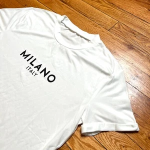 Milano Italy Mens Retro Modern Fashion T Shirt NWOT Size Small White/Black - Picture 1 of 9