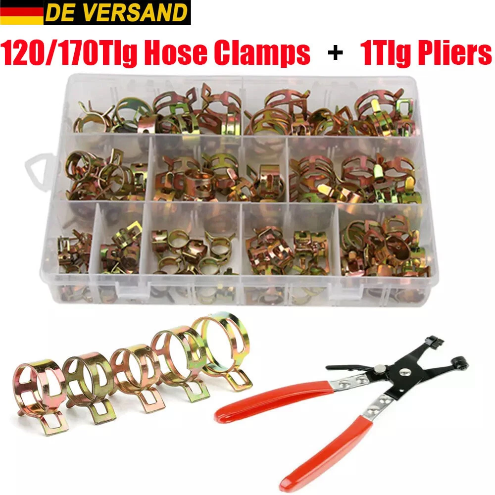 100 Schlauchschellen Aus Verzinktem Stahl – 6-22 Mm, 10er Sets – Für Kraftstoffleitungen & Schläuche